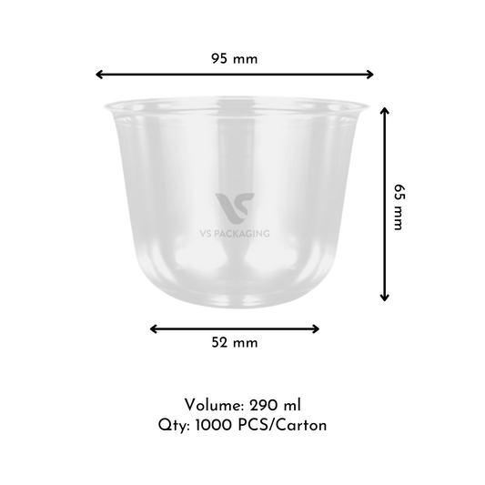 9 oz clear U-shape PET cup 290 ml disposable cold drink cup bulk pack 1,000 pcs – takeaway packaging Australia