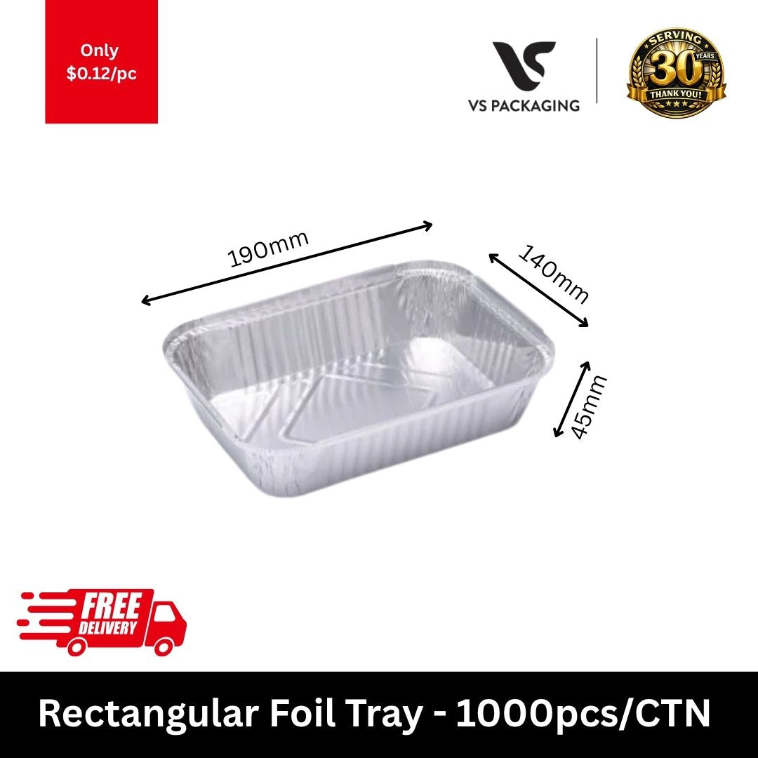 rectangular foil tray 190x140x45mm disposable aluminium takeaway tray 1000pcs carton