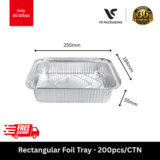 rectangular foil tray 255x194x55mm disposable aluminium catering takeaway tray 200pcs carton
