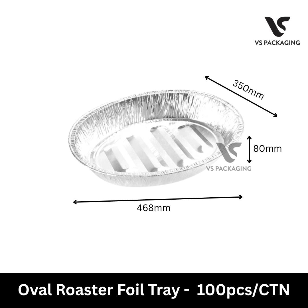 oval roaster foil tray 468x350x80mm disposable aluminium catering tray 100pcs carton