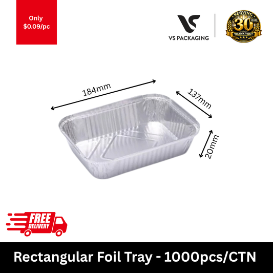 rectangular foil tray 190x140x45mm disposable aluminium takeaway tray 1000pcs carton