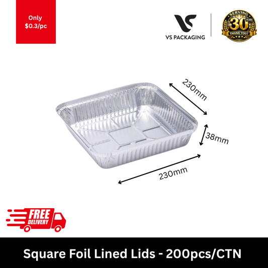 square aluminium foil tray 230x230x38mm disposable catering takeaway tray 200pcs carton