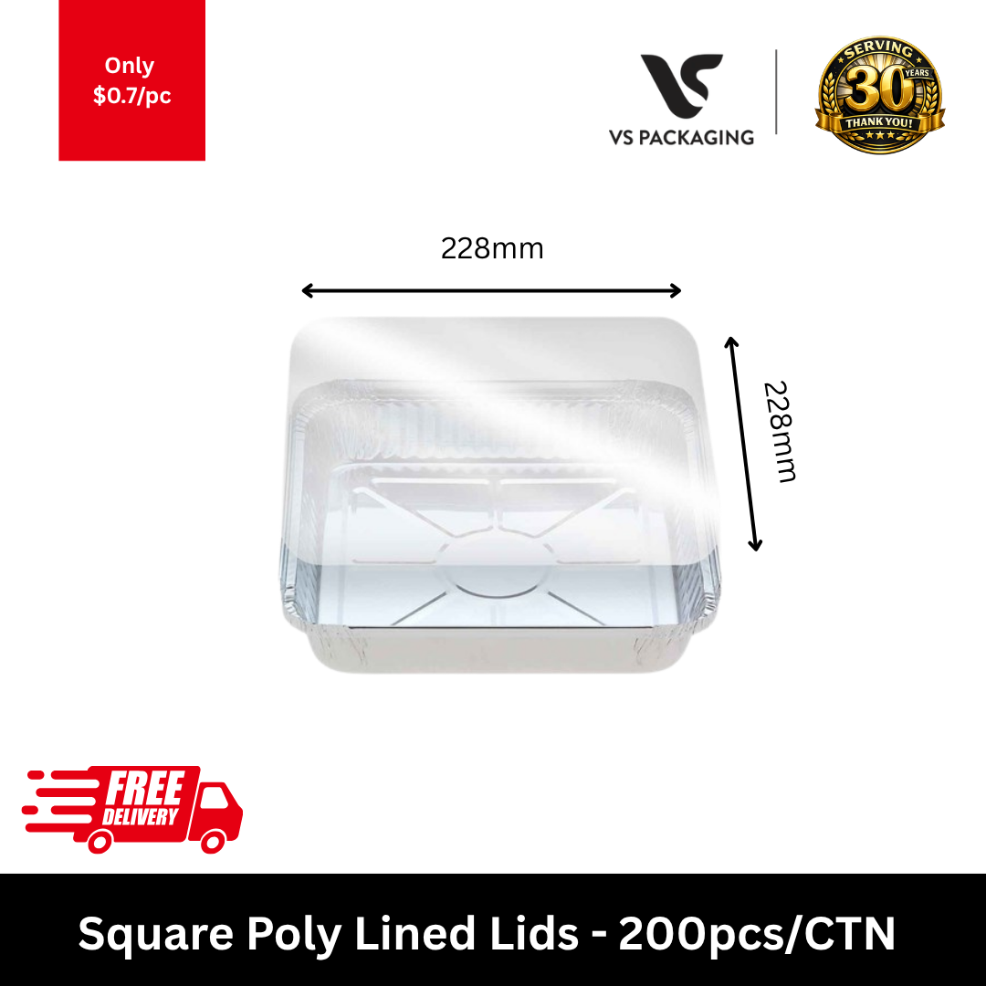 square poly lined lids 228x228mm disposable catering tray lids 200pcs carton