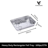 7231 Heavy Duty Rectangular Foil Tray 330x270x60mm - 100pcs/CTN VS Packaging