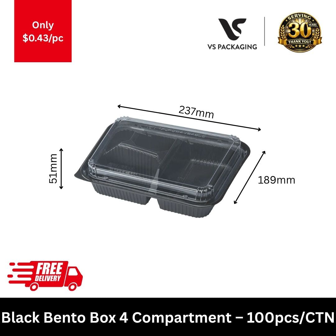 4 compartment bento box takeaway container for meal prep and food delivery packaging