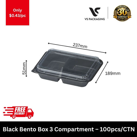 3 compartment bento box takeaway container for meal prep and food delivery packaging