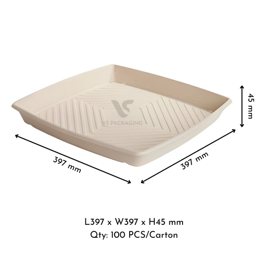Bioway Large Sugarcane Catering Tray / Platter 397 × 397 × 45mm – Eco Catering Packaging – VS Packaging