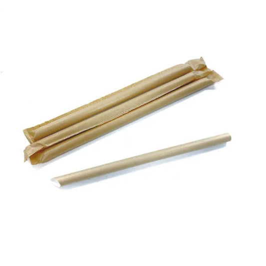 Bubble Tea Individually Wrapped Paper Straw Kraft Sharp End 4ply
