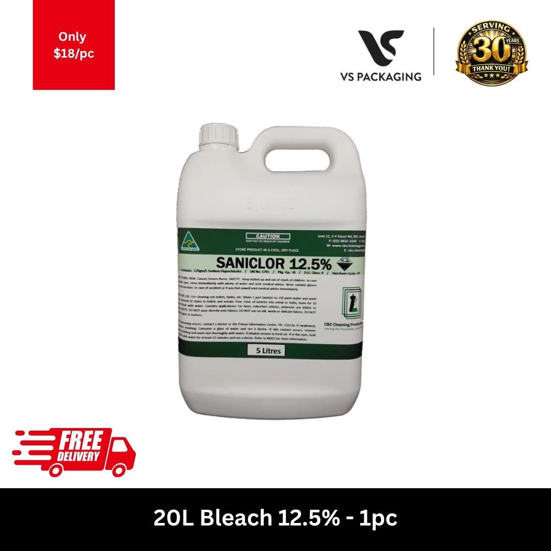 20L bleach 12.5 percent commercial liquid chlorine sanitiser for industrial and facility cleaning