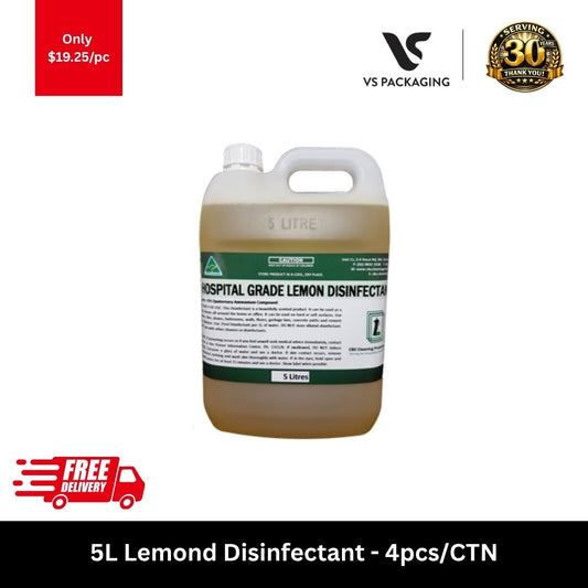 5L lemon disinfectant commercial surface cleaner and deodoriser for workplaces and hospitality cleaning