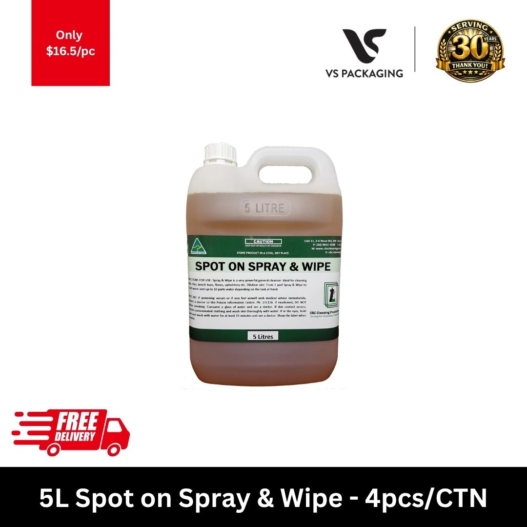 Bingo 5L Spot On Spray and Wipe multi-surface cleaner bulk carton 4 bottles for commercial cleaning
