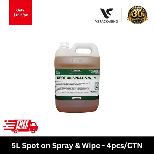 Bingo 5L Spot On Spray and Wipe multi-surface cleaner bulk carton 4 bottles for commercial cleaning
