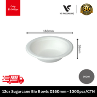 Sugarcane 12oz compostable bowls 160mm eco friendly bagasse takeaway bowls for cafes restaurants Australia
