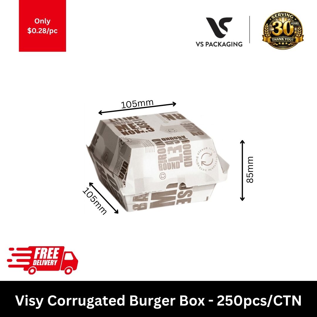 Visy Corrugated Burger Box – 250pcs | Takeaway Burger Boxes Australia ...