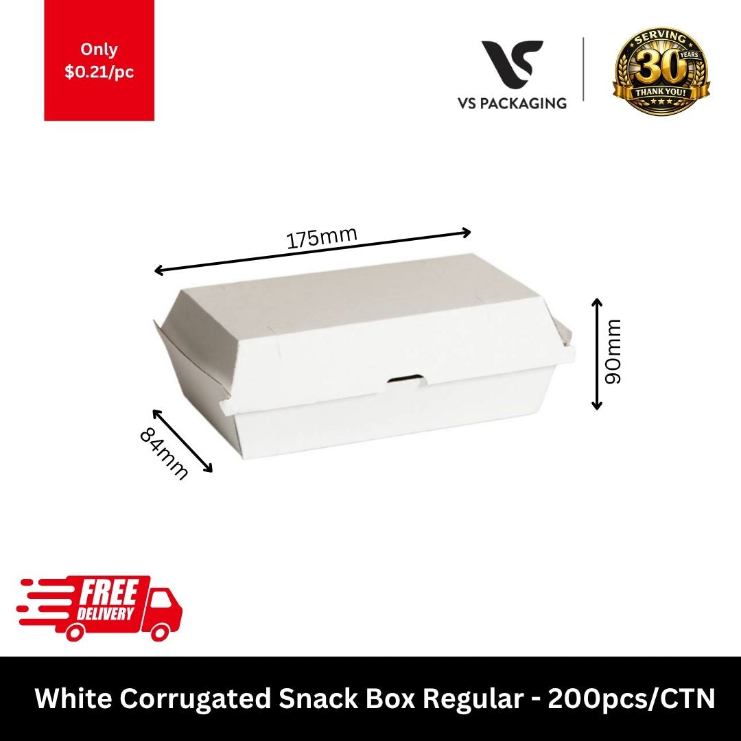 white corrugated snack box regular takeaway food box 175x90x84mm cardboard box for chips and fried food