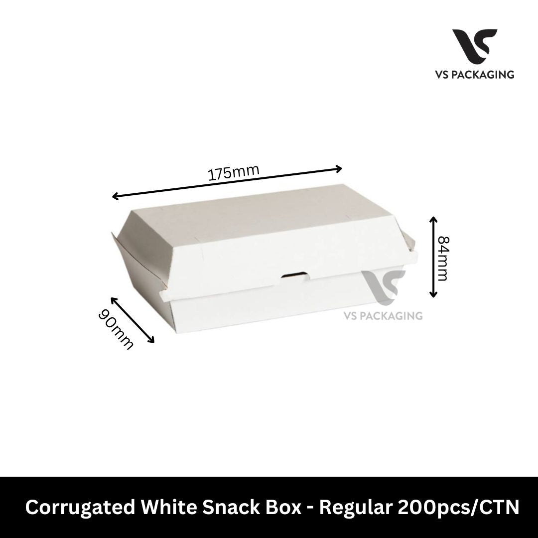 white corrugated snack box regular takeaway food box 175x90x84mm cardboard box for chips and fried food