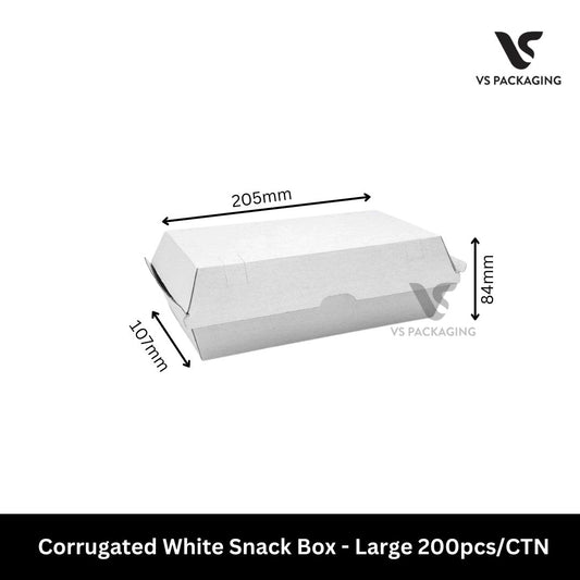 white corrugated snack box large takeaway food box 204x109x84mm cardboard box for fried food and meals