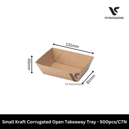 small kraft corrugated takeaway tray 131x91x45mm eco friendly food tray 500pcs bulk Australia