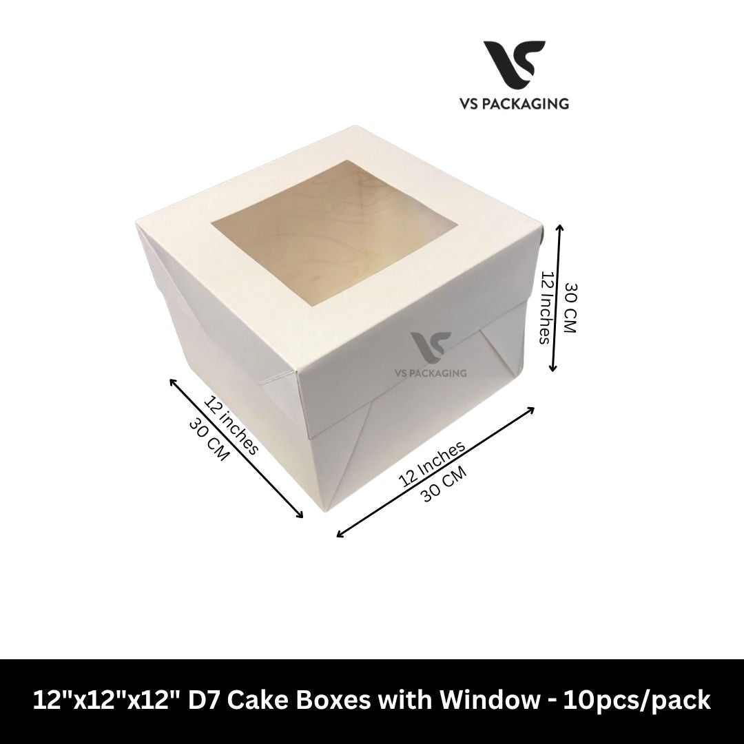 12"x12"x12" D7 Cake Boxes with Window - 10pcs/pack VS Packaging