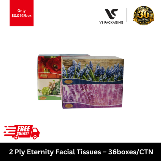 eternity 2 ply facial tissues 180 sheets 36 boxes carton bulk tissues