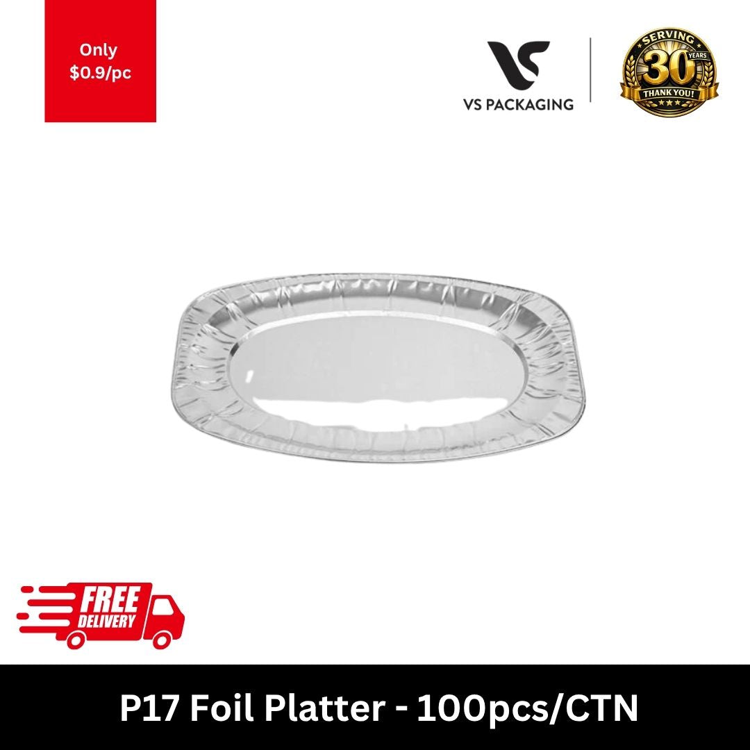 P17 aluminium foil platter disposable heavy duty catering tray for BBQ and food service
