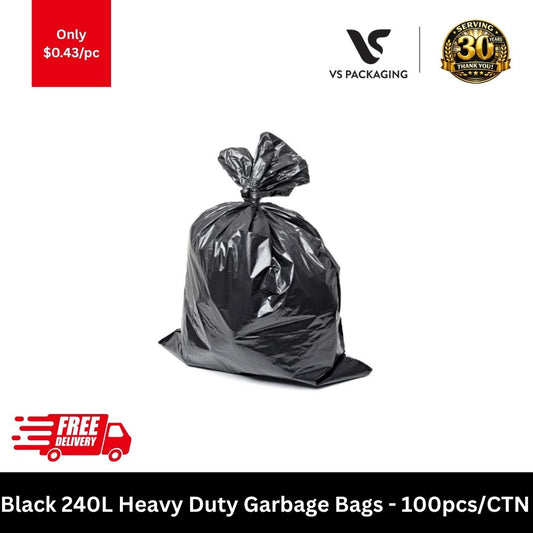 240L heavy duty garbage bags large bin liners bulk 100pcs carton