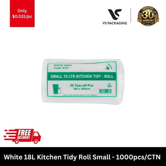 18L white kitchen tidy bags small bin liners roll bulk 1000pcs carton