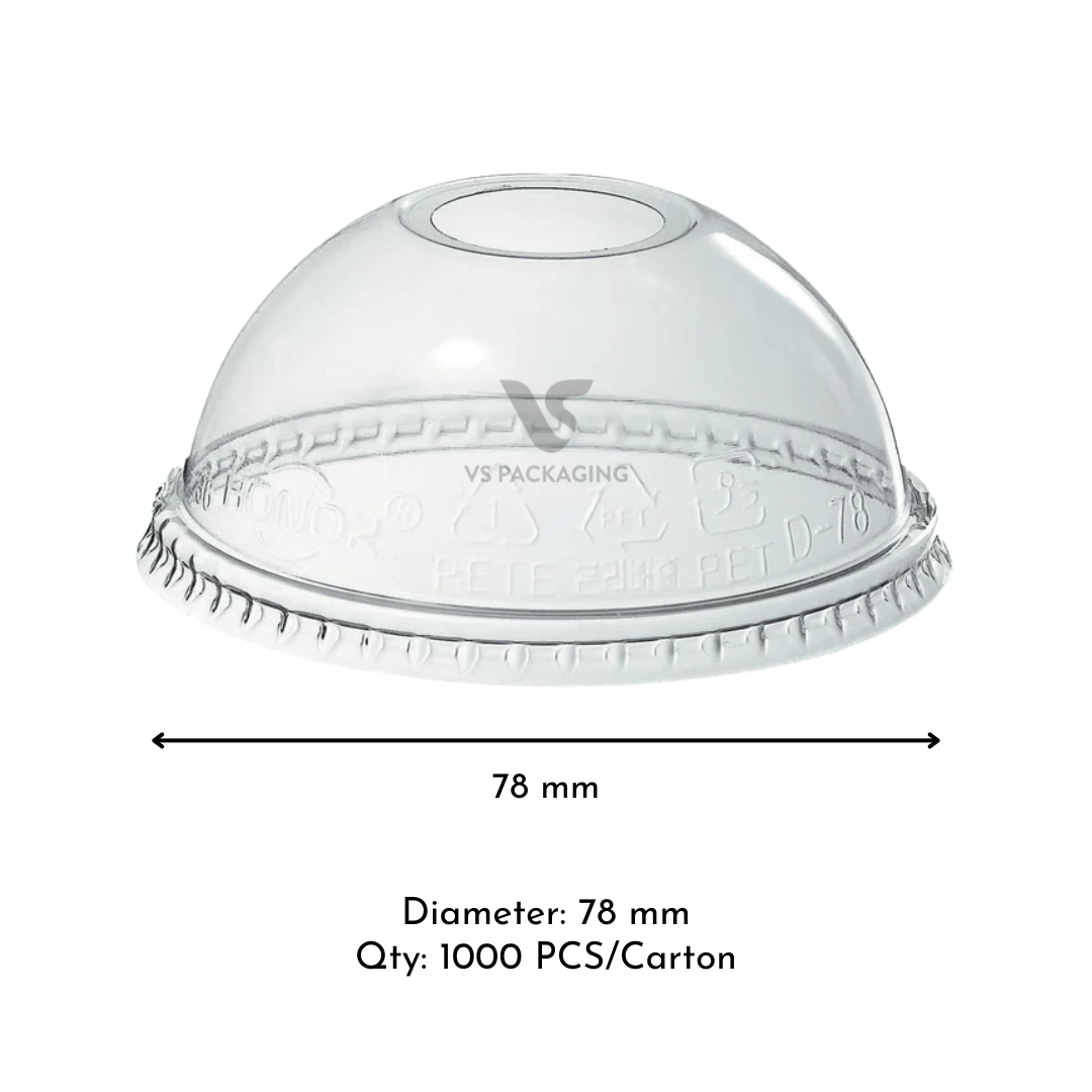 Honor 78 mm PET dome lid for Honor Series PET cups – bulk takeaway packaging Australia