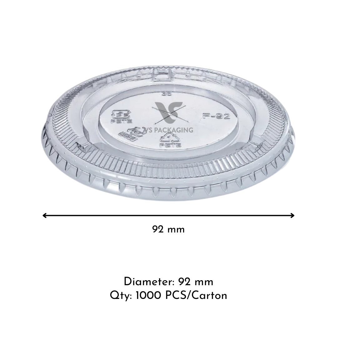Honor 92 mm PET flat lid for Honor Series PET cups – bulk takeaway packaging Australia