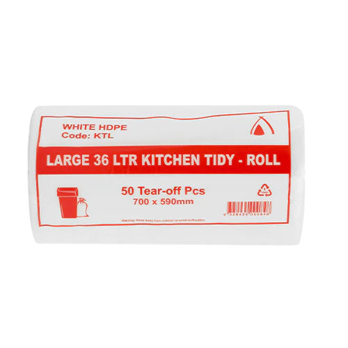 36L Kitchen Tidy Roll (Large) White 1000pcs - VS Packaging