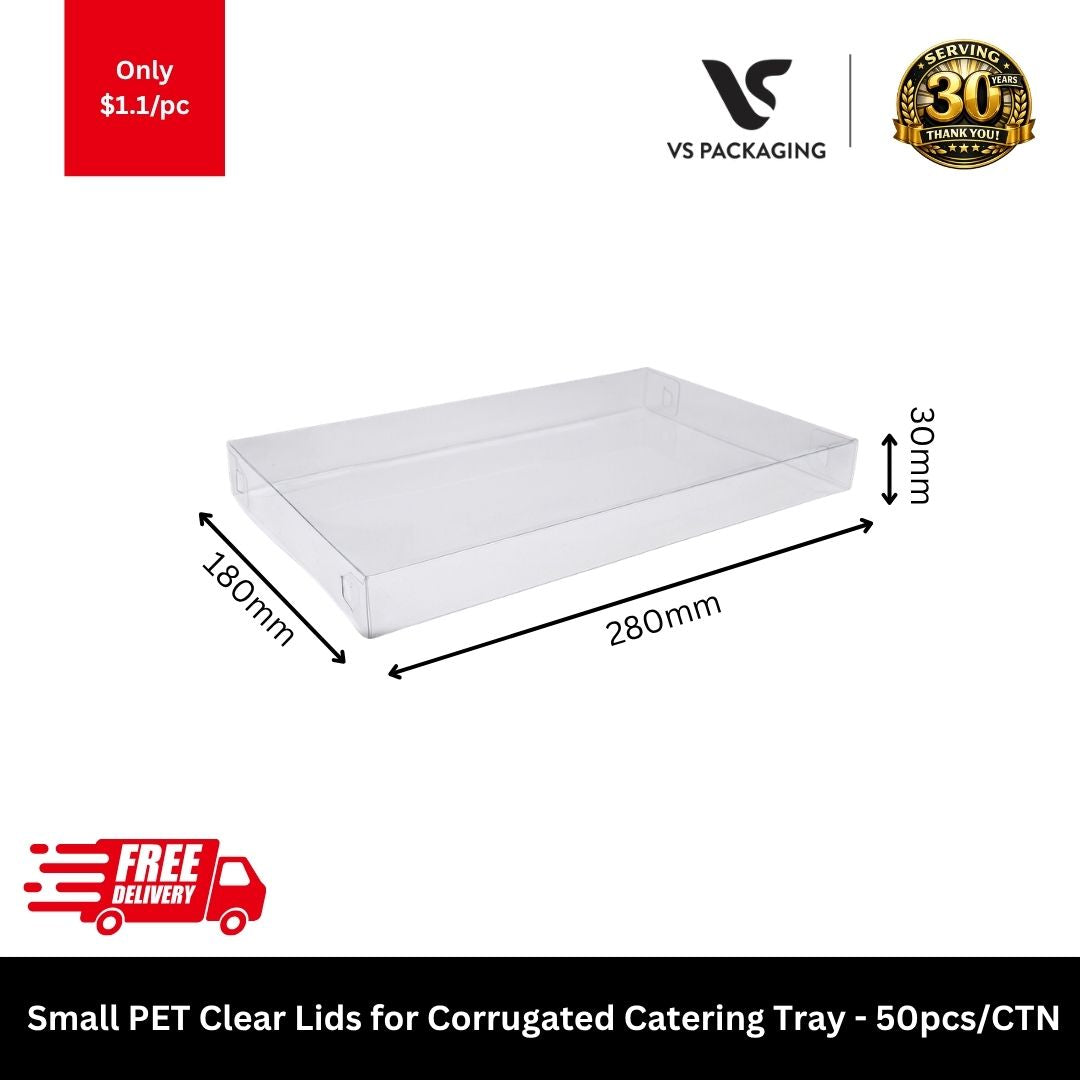 Small PET clear lid 280x180x30mm for corrugated catering tray transparent plastic lid for takeaway and catering