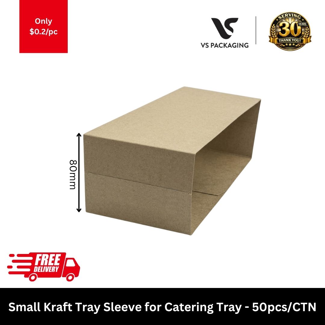 Small kraft tray sleeve 110x80mm for catering tray cardboard sleeve for securing takeaway food packaging