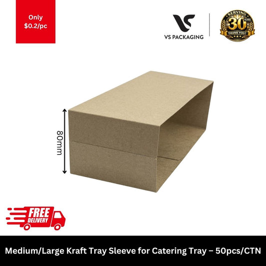 Kraft tray sleeve for medium and large catering trays cardboard sleeve for securing takeaway food packaging