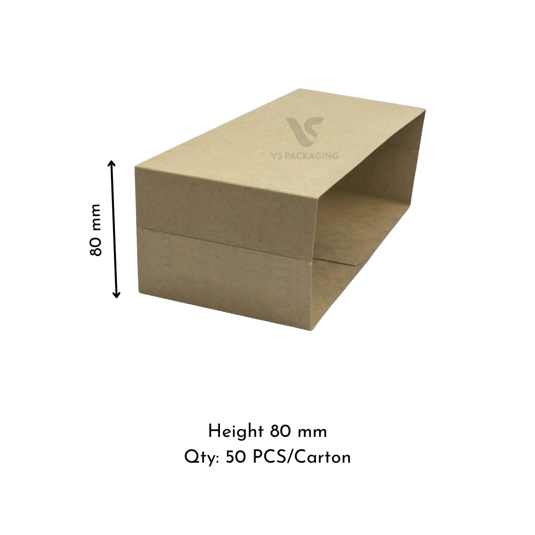 Kraft Catering Tray Sleeve for Small Catering Tray – 110×80mm Cardboard Sleeve supplied by VS Packaging Australia (50pcs / Carton)