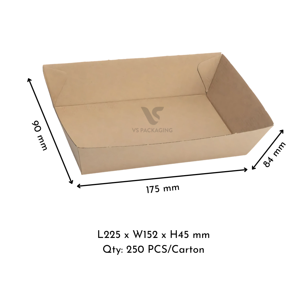Corrugated Kraft Open Takeaway Tray Large #4 – 229x152x45 mm | 250pcs Eco-Friendly Food Tray
