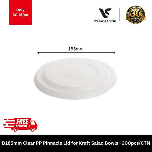 clear PP pinnacle lid D185 for kraft salad bowl 1300ml takeaway lid