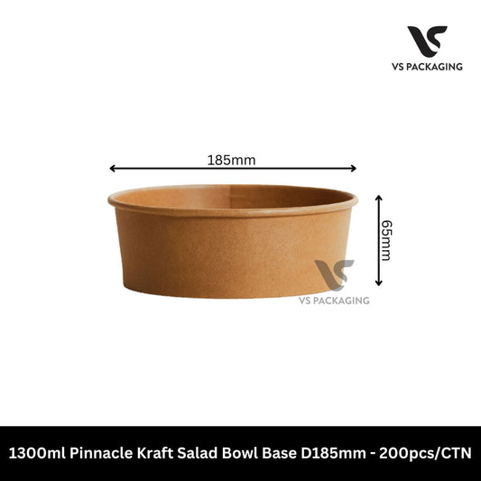 1300ml pinnacle kraft salad bowl base D185 large eco friendly takeaway container