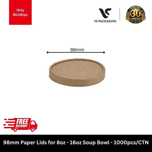 98mm paper soup bowl lids disposable eco friendly takeaway lids 1000pcs carton