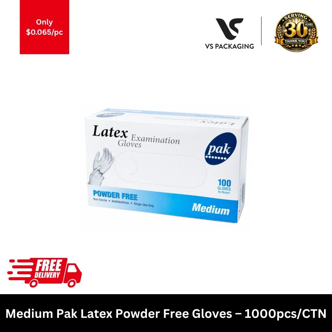 Medium Pak latex powder free disposable gloves HACCP food handling healthcare beauty cleaning 1000pcs carton