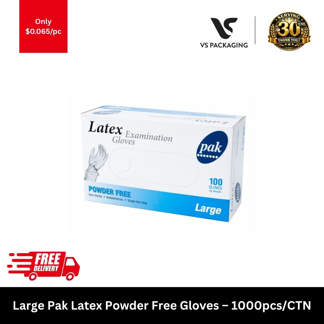 Large Pak latex powder free disposable gloves HACCP food handling healthcare cleaning salon 1000pcs carton