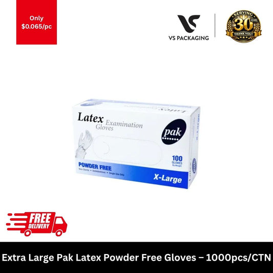 Extra large Pak latex powder free disposable gloves HACCP food handling healthcare cleaning 1000pcs carton