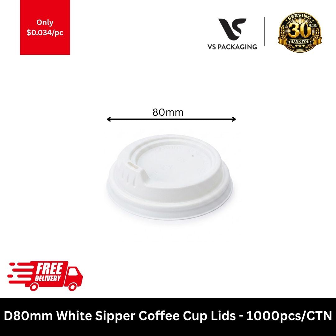 80mm white sipper coffee cup lids for 8oz cups PP sip lids takeaway bulk 1000pcs