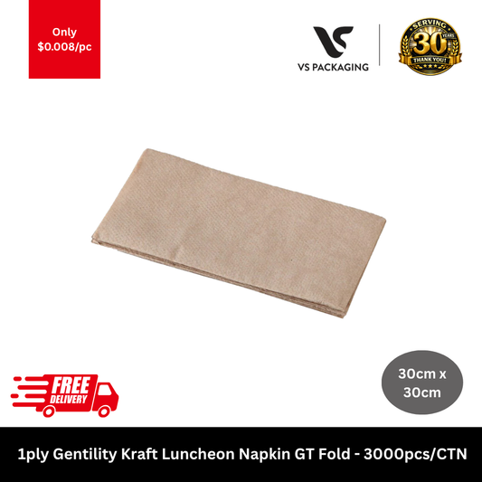 1 ply kraft luncheon napkin GT fold gentility 3000pcs eco disposable napkins 30cm x 30cm