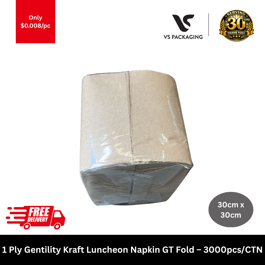 1 Ply Gentility Kraft Luncheon Napkin GT Fold – 3000pcs/CTN VS Packaging