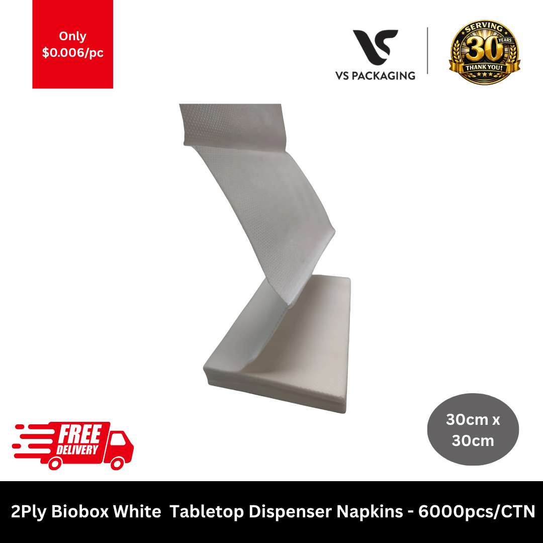 2Ply Biobox White  Tabletop Dispenser Napkins - 6000pcs/CTN VS Packaging