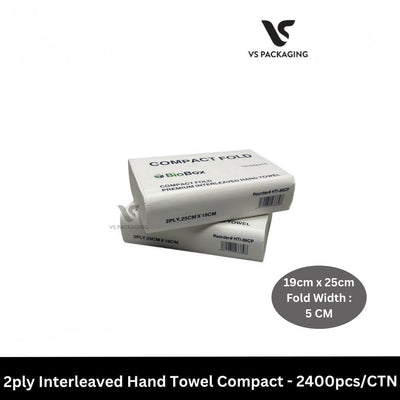 White 2ply Interleaved Hand Towel Compact - 2400pcs/CTN VS Packaging