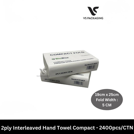 White 2ply Interleaved Hand Towel Compact - 2400pcs/CTN VS Packaging