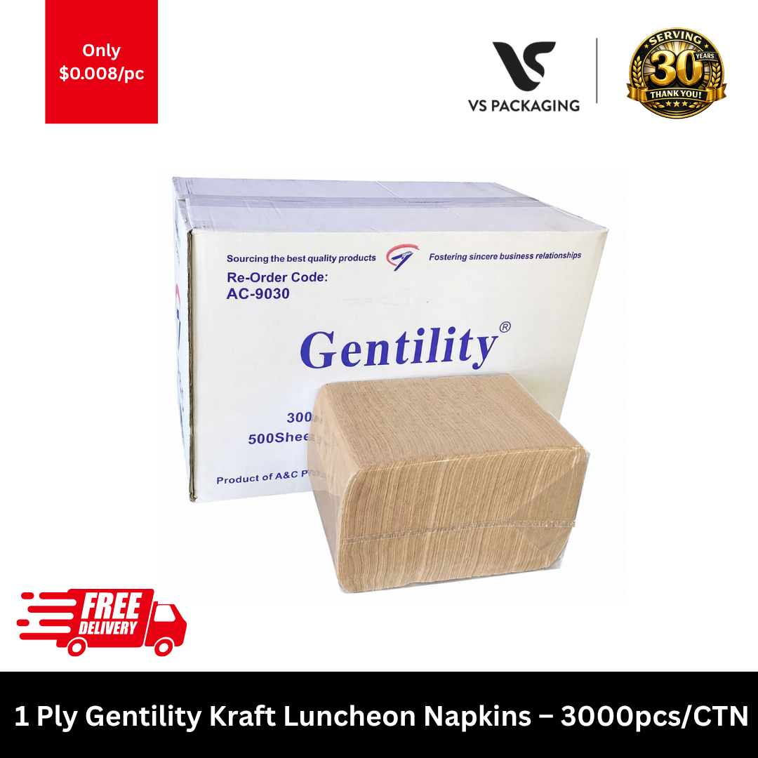 Gentility 1 ply kraft luncheon napkins 3000pcs eco disposable paper napkins