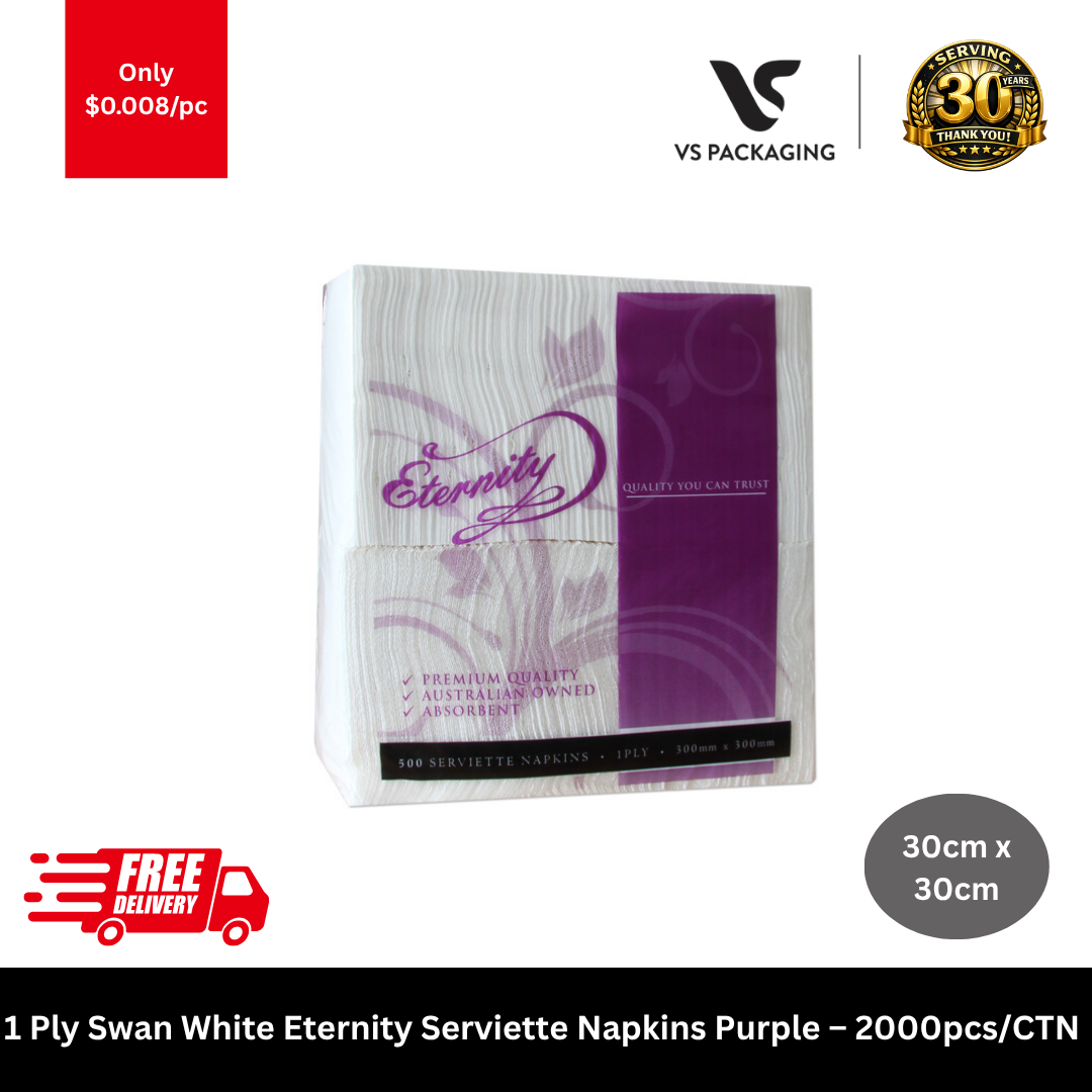 1 ply Swan white eternity serviette napkins purple 2000pcs disposable paper napkins 30cm x 30cm