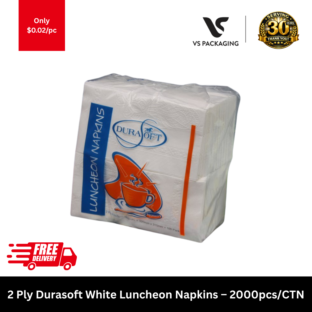 Durasoft 2 ply white luncheon napkins 2000pcs premium disposable napkins